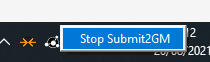 Stop Submit2GM system tray menu